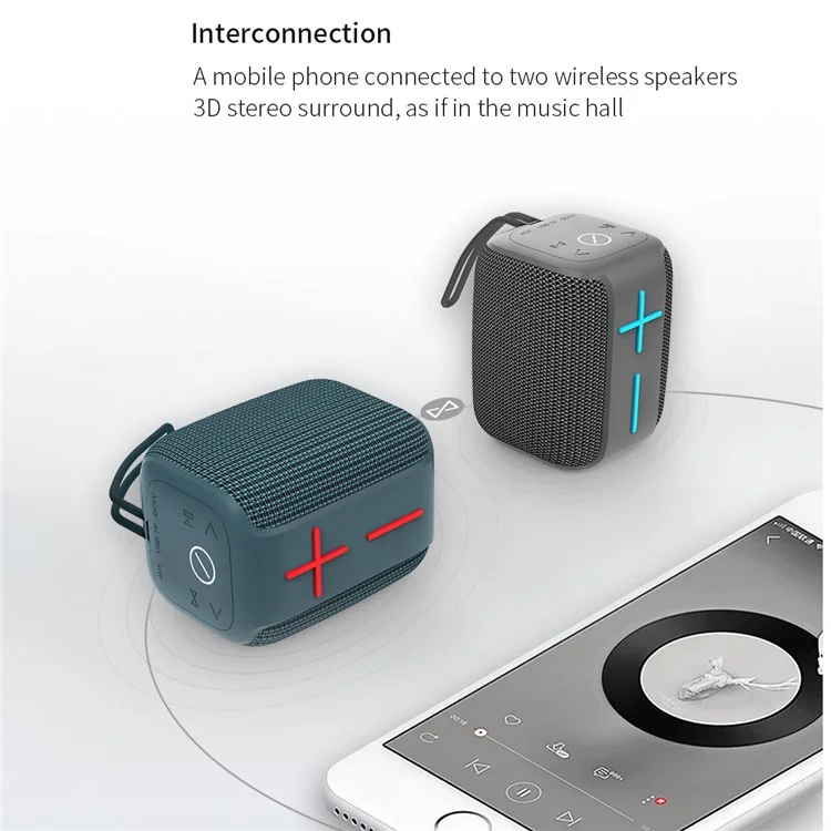 Portable Outdoor Rechargeable Waterproof Bluetooth Speaker FM Radio Wireless Music Subwoofer - Black