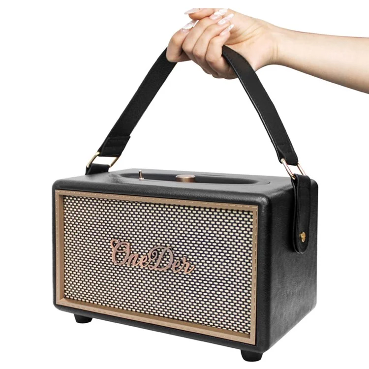Retro 40W Bluetooth Wireless Music Speaker Home Outdoor 5000mAh Rechargeable Stereo Subwoofer Support TF Card/AUX - Black