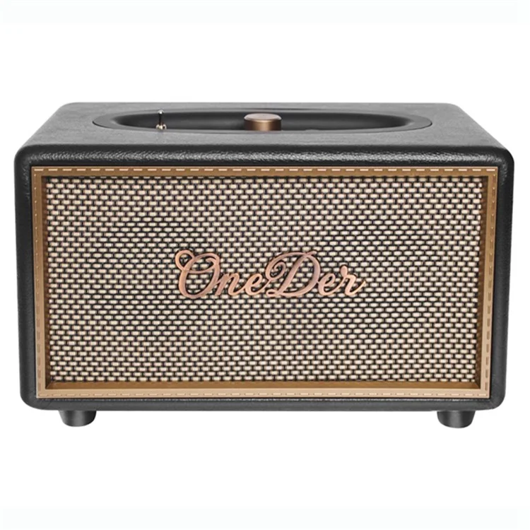 Retro 40W Bluetooth Wireless Music Speaker Home Outdoor 5000mAh Rechargeable Stereo Subwoofer Support TF Card/AUX - Black