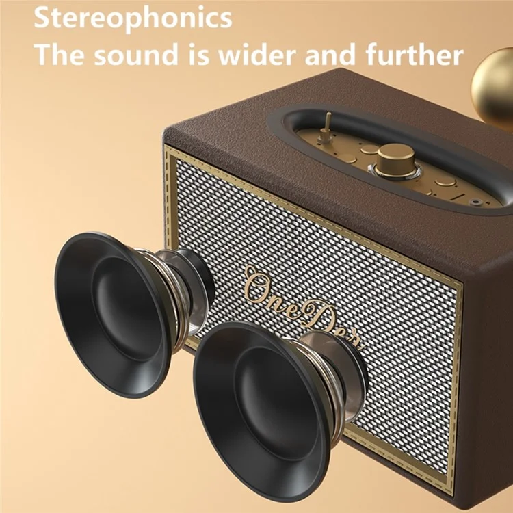 Retro 40W Bluetooth Wireless Music Speaker Home Outdoor 5000mAh Rechargeable Stereo Subwoofer Support TF Card/AUX - Black