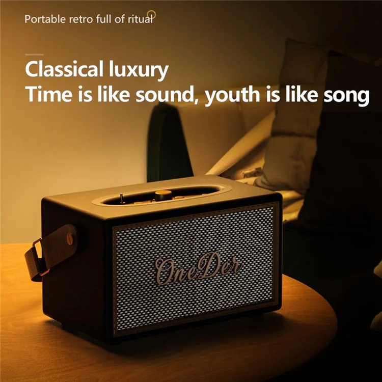 Retro 40W Bluetooth Wireless Music Speaker Home Outdoor 5000mAh Rechargeable Stereo Subwoofer Support TF Card/AUX - Black