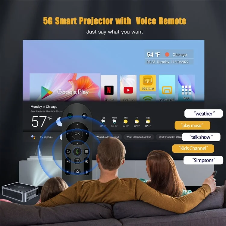Autofocus Projector WiFi Bluetooth Portable Home Theater 8K Video Projector - US Plug