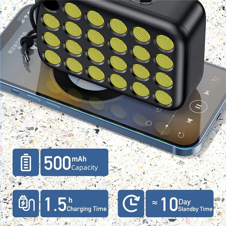 Compact Bluetooth Speaker TWS Pairing Music Player Subwoofer with Light
