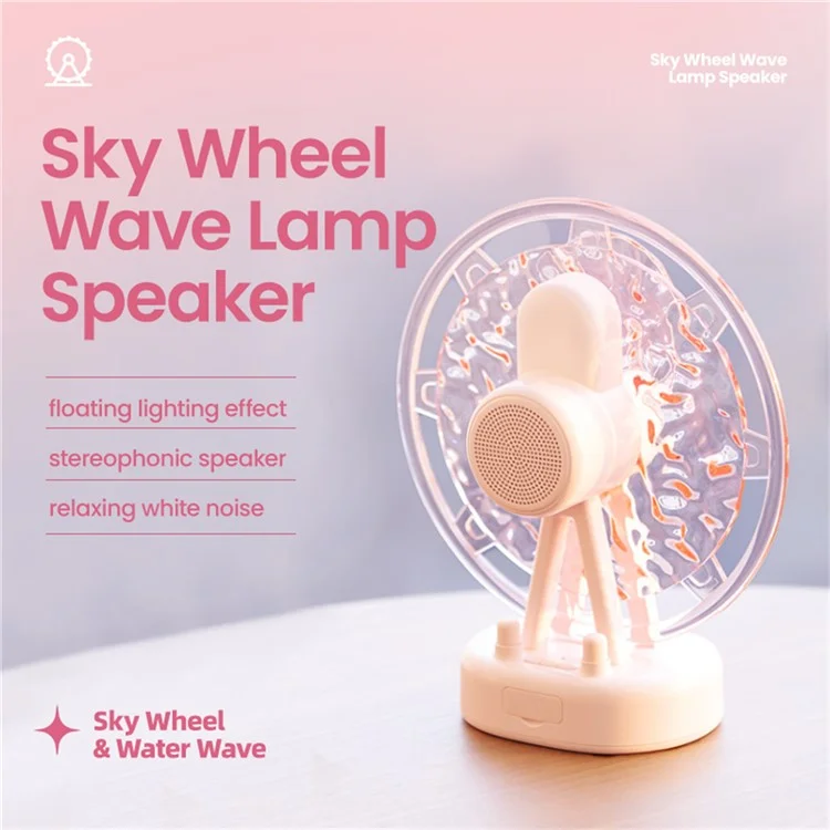 Ferris Wheel Water Ripple Bluetooth Speaker Atmosphere Colorful Light Creative Mini Speaker Home Decor - Pink