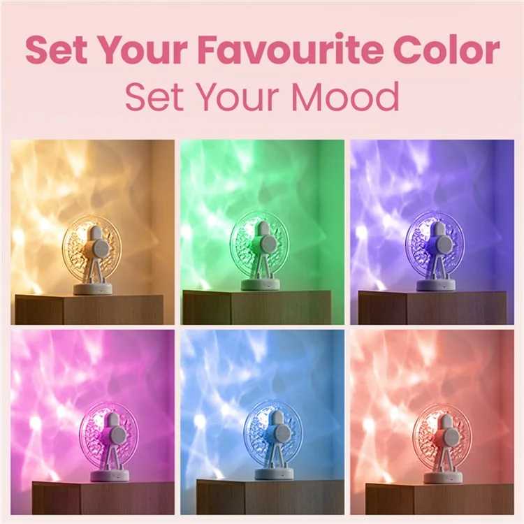 Ferris Wheel Water Ripple Bluetooth Speaker Atmosphere Colorful Light Creative Mini Speaker Home Decor - Pink