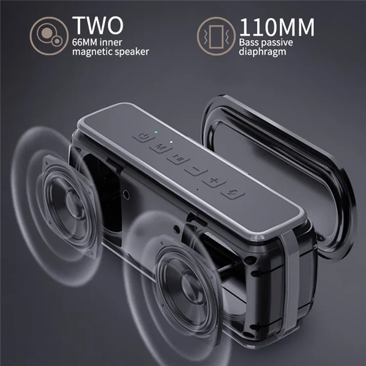 60W Wireless Bluetooth 5.0 Bass Speaker Rechargeable Waterproof Subwoofer - Black