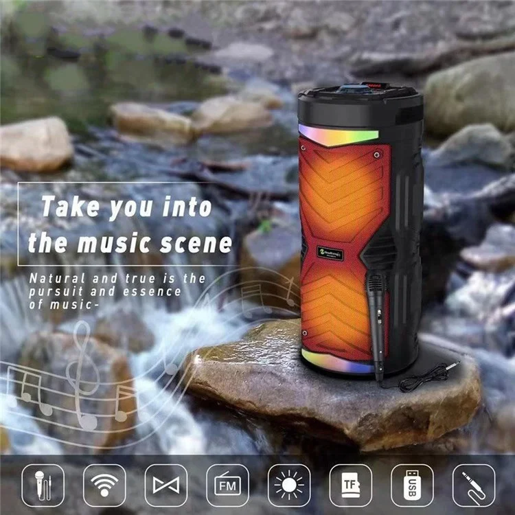 Portable Karaoke Wireless Bluetooth Speaker Outdoor 20W High Power Audio Amplifier Support TF Card/AUX/USB/FM Radio - Black