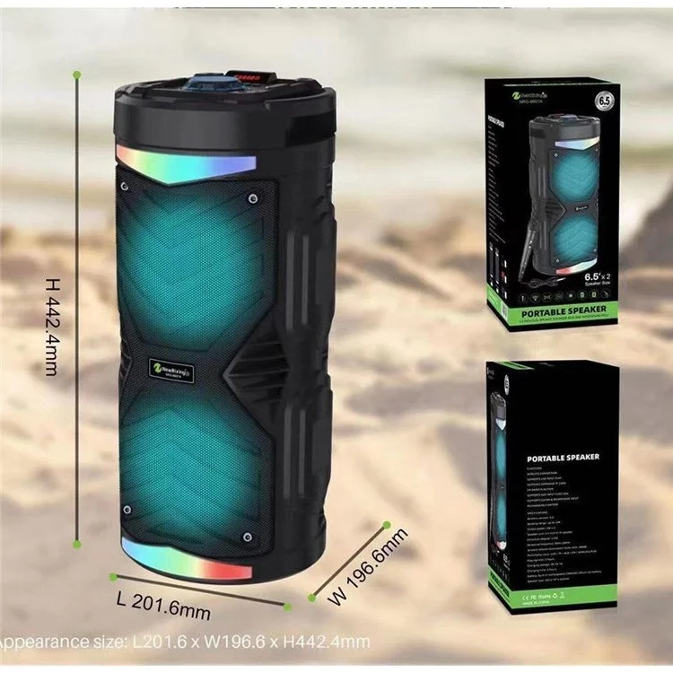 Portable Karaoke Wireless Bluetooth Speaker Outdoor 20W High Power Audio Amplifier Support TF Card/AUX/USB/FM Radio - Black