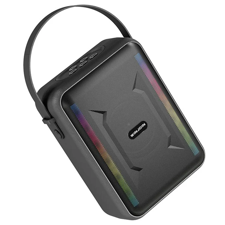 Portable Rechargeable Bluetooth Speaker FM Radio RGB Light Wireless Music Subwoofer - Black