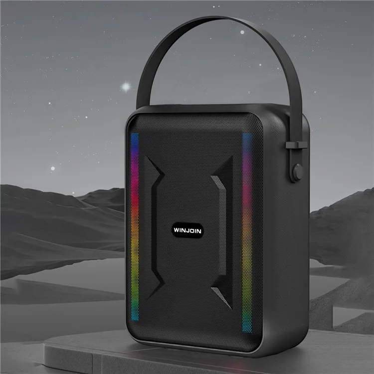 Portable Rechargeable Bluetooth Speaker FM Radio RGB Light Wireless Music Subwoofer - Black