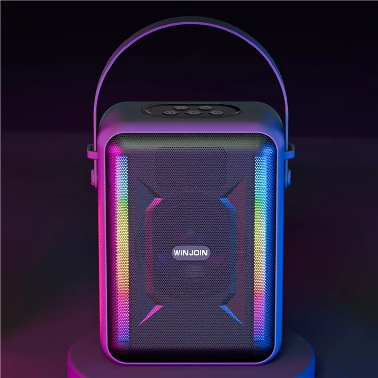 Portable Rechargeable Bluetooth Speaker FM Radio RGB Light Wireless Music Subwoofer - Black