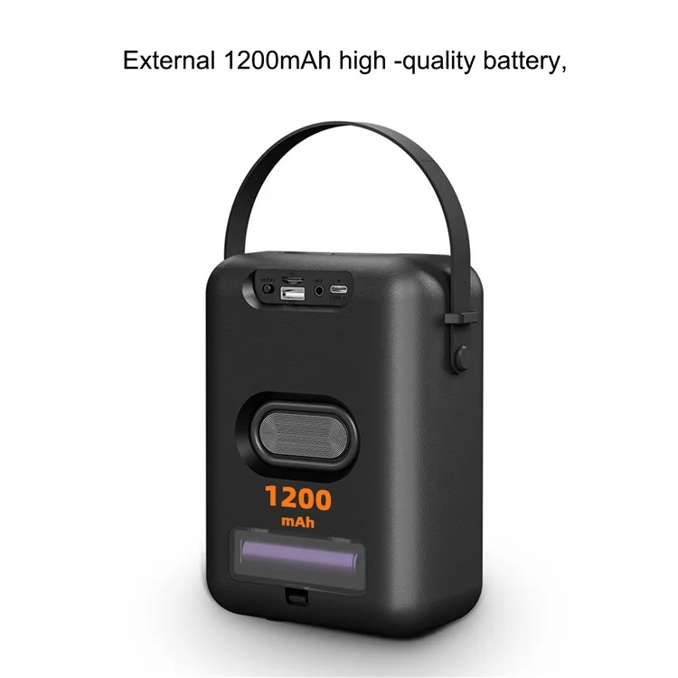 Portable Rechargeable Bluetooth Speaker FM Radio RGB Light Wireless Music Subwoofer - Black