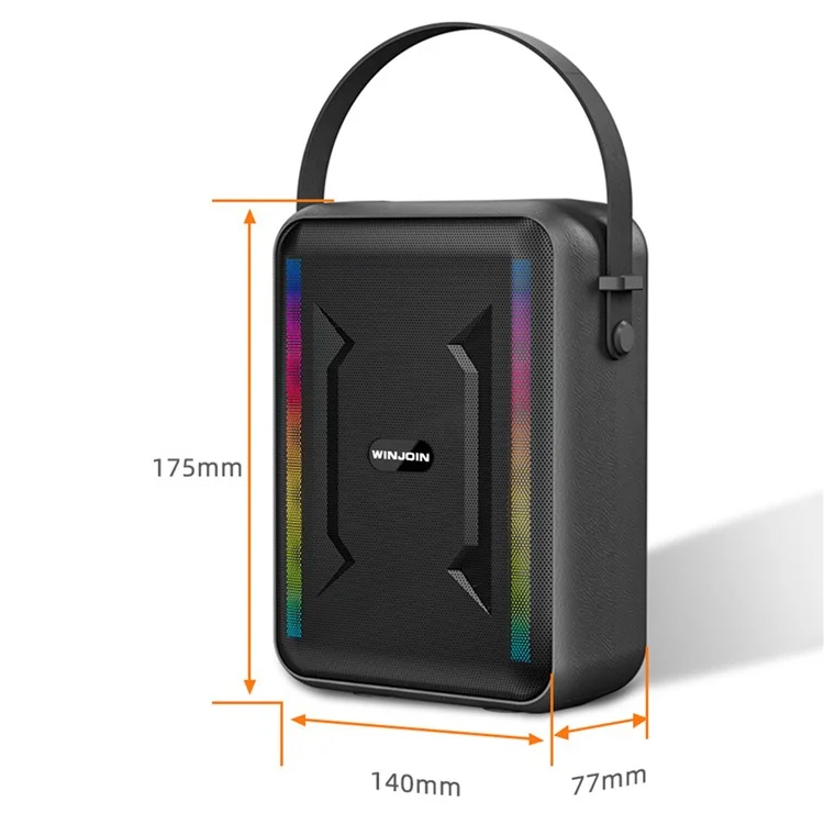 Portable Rechargeable Bluetooth Speaker FM Radio RGB Light Wireless Music Subwoofer - Black