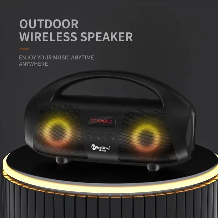 Portable TWS Bluetooth Speaker FM Radio Wireless Stereo Subwoofer with Microphone - Red