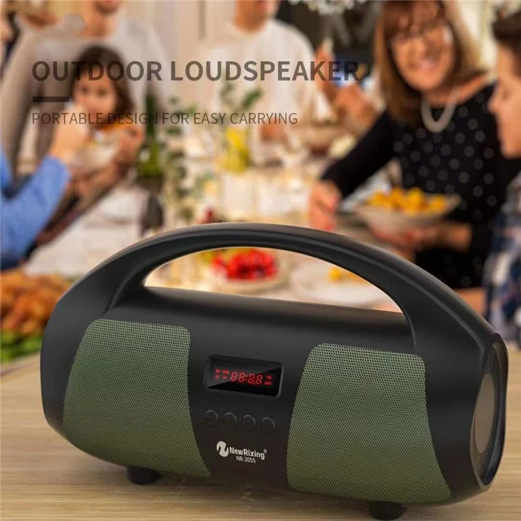 Portable TWS Bluetooth Speaker FM Radio Wireless Stereo Subwoofer with Microphone - Red