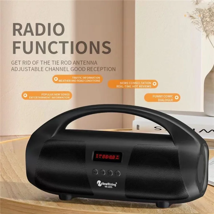Portable TWS Bluetooth Speaker FM Radio Wireless Stereo Subwoofer with Microphone - Red