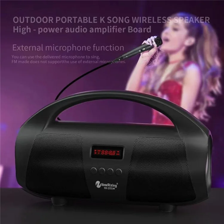 Portable TWS Bluetooth Speaker FM Radio Wireless Stereo Subwoofer with Microphone - Red