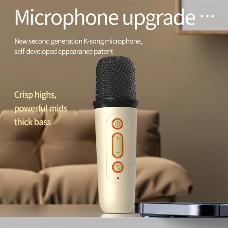 Colorful Light Mini Karaoke Machine Portable Bluetooth Speaker with 2 Wireless Microphones - Pink