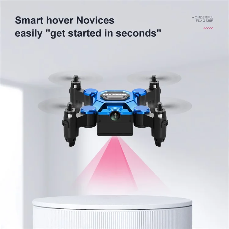 Folding Mini Aircraft Aerial Photography 4K HD Drone Portable 2.4GHz WiFi RC Airplane Toy with 120-Degree Wide-Angle Lens - Blue