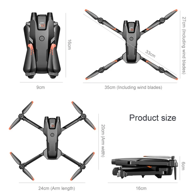 Dual Camera Quadcopter Drone with Optical Flow Positioning Three-sided Obstacle Avoidance, 1 Battery - Black