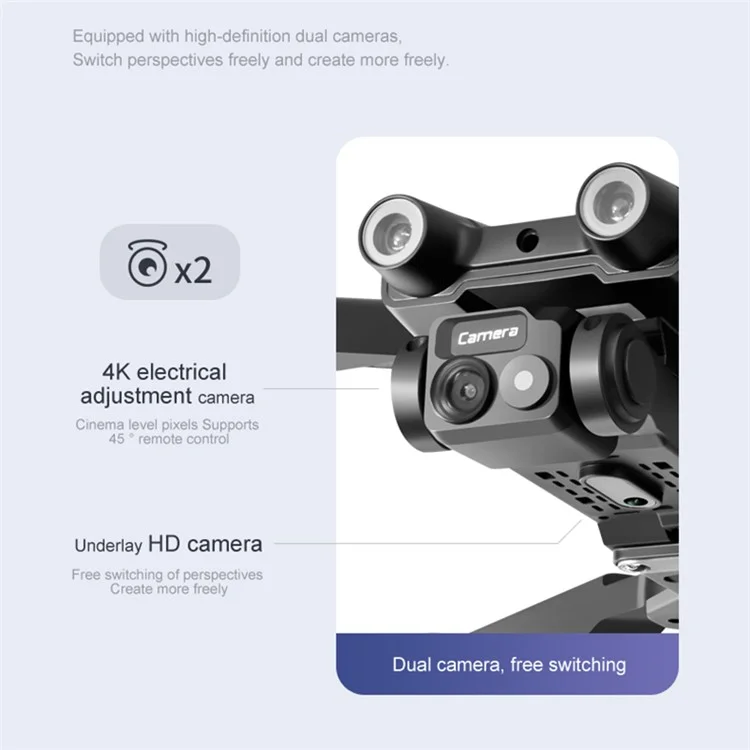 Dual Camera Quadcopter Drone with Optical Flow Positioning Three-sided Obstacle Avoidance, 1 Battery - Black